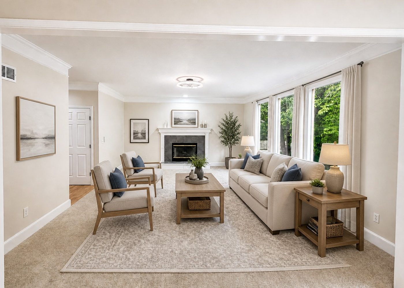 Living room after staging